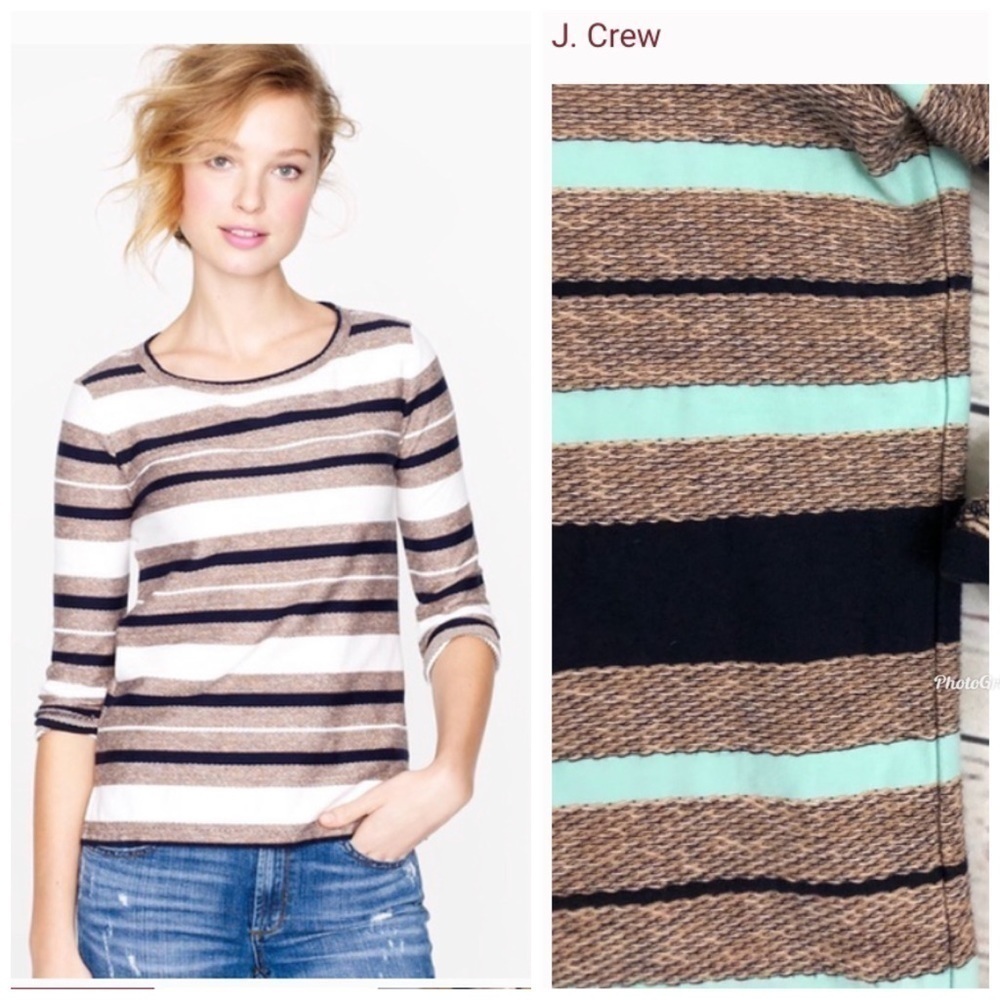 J. Crew Reverse-Jacquard Stripe Popover Top Size XXS